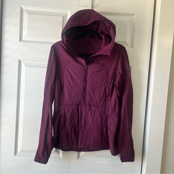 LULULEMON Run for Cold Half Zip Pullover Hoodie Jacket Plum Size 10 - Picture 1 of 8